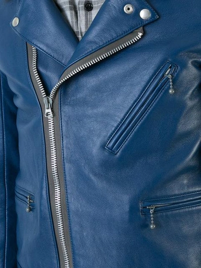 Shop Addict Clothes Japan Vintage Style Biker Jacket In Blue