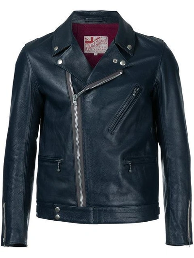 Shop Addict Clothes Japan Vintage Style Biker Jacket In Blue