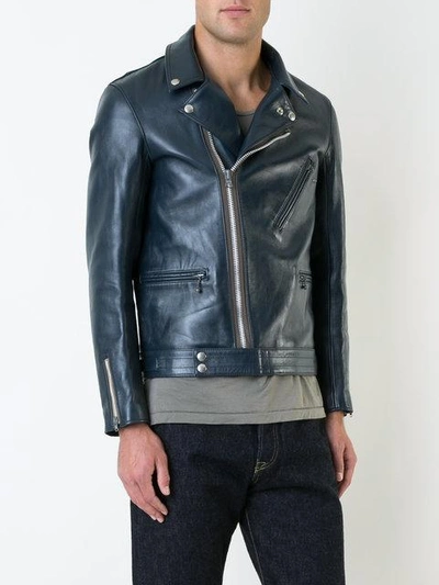 Shop Addict Clothes Japan Vintage Style Biker Jacket In Blue