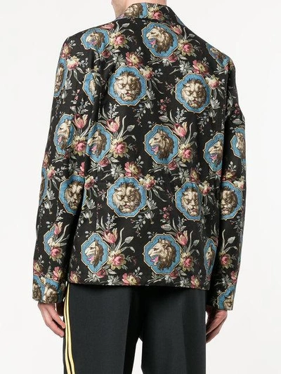 Gucci Lion Print Military Jacket In Black