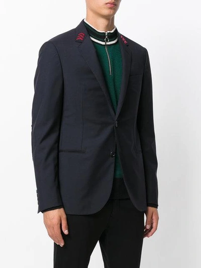 Shop Lanvin Embroidered Arrow Collar Blazer In Black