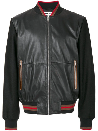 Mcq By Alexander Mcqueen Panelled Leather Bomber Jacket In Black