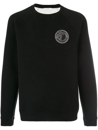 Shop Versace Collection Logo Patch Sweatshirt - Black