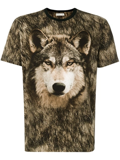 Etro Wolf Printed Cotton Jersey T-shirt In Brown