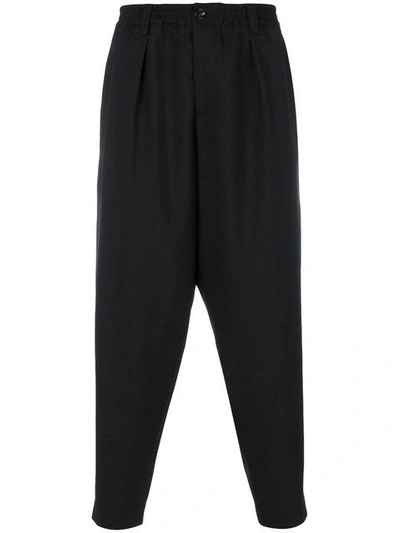 Marni Mid-rise Tapered-leg Wool Cropped Trousers In Black