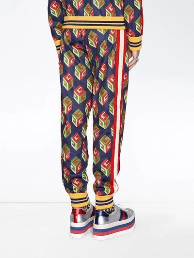 Shop Gucci Gg Wallpaper Technical Jersey Pant In Blue