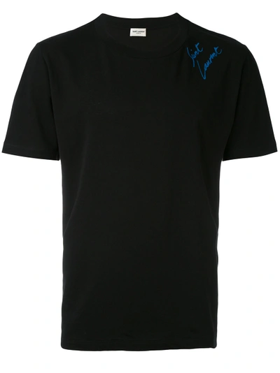Shop Saint Laurent Logo Embroidered T-shirt
