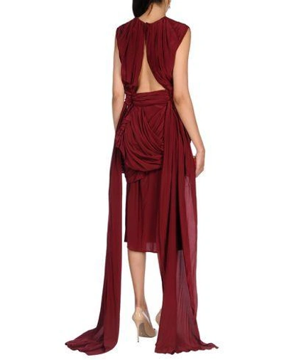 Shop Vionnet 3/4 Length Dresses In Brick Red