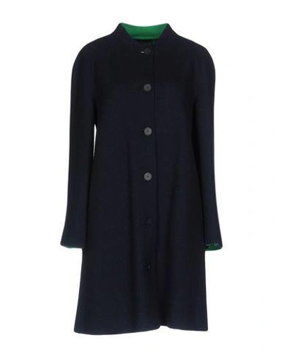 Shop Emporio Armani Coat In Dark Blue