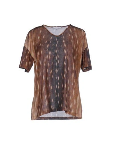 Shop Carven T-shirts In Camel