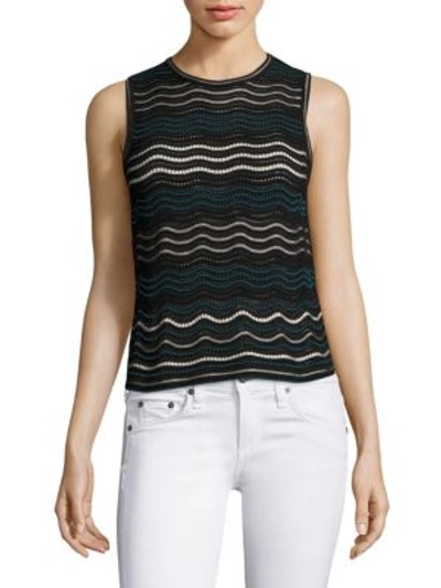 M Missoni Dotted Ripple-stitch Tank Top In Teal