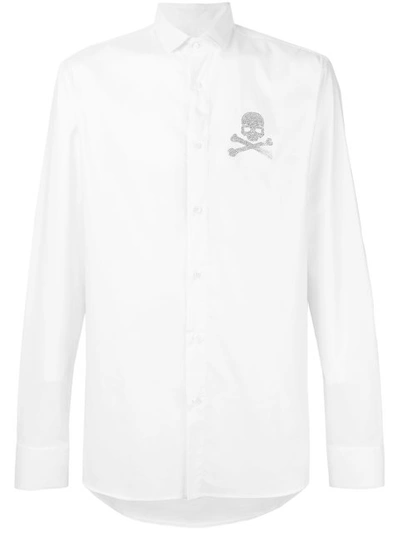 Philipp Plein Embellished Skull Patch Shirt