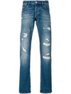 PHILIPP PLEIN denim ripped straight jeans,F17CMDT0307PDE001N12138108