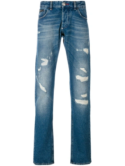 Philipp Plein Denim Ripped Straight Jeans