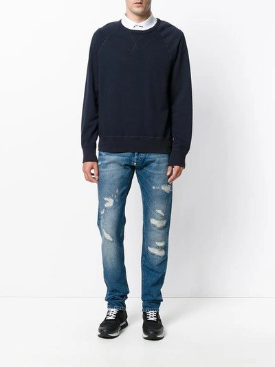 Shop Philipp Plein Denim Ripped Straight Jeans