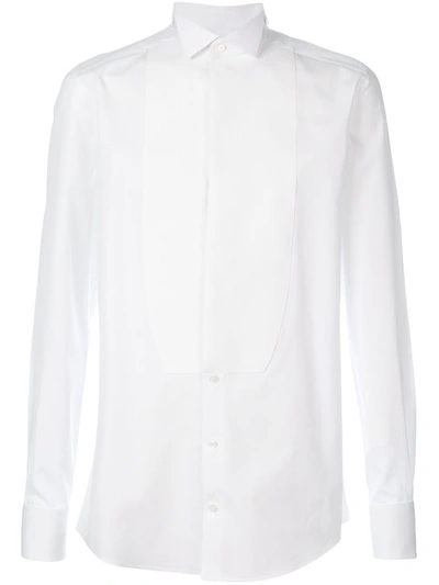 Dolce & Gabbana Pleated Plastron Shirt In White