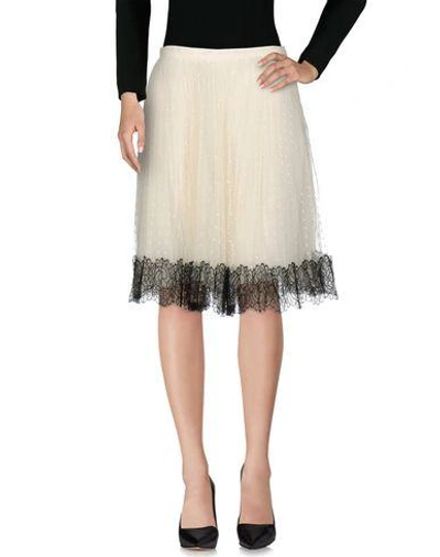 Shop Red Valentino Knee Length Skirt In Ivory