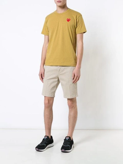 Comme Des Garçons Play Heart Application T-shirt In Yellow