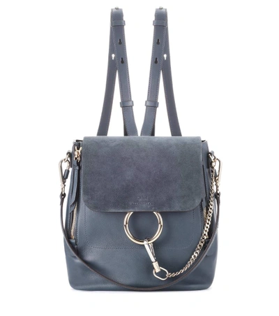 Shop Chloé Faye Leather And Suede Backpack In Blue