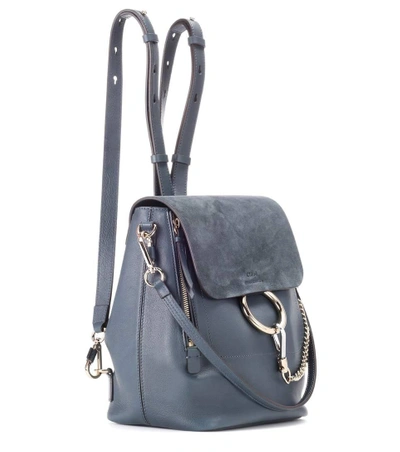 Shop Chloé Faye Leather And Suede Backpack In Blue