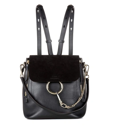 Shop Chloé Faye Leather And Suede Backpack In Black