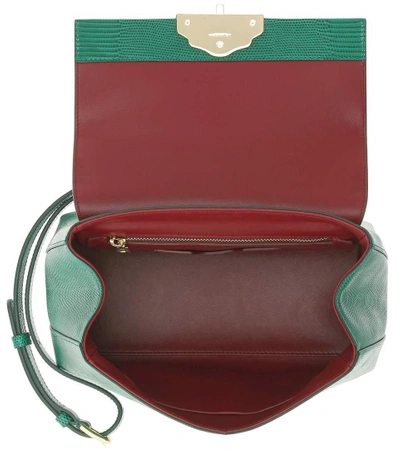 Shop Dolce & Gabbana Lucia Small Embossed Leather Shoulder Bag In Green