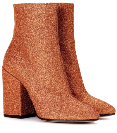 Dries Van Noten Glitter Ankle Boots In Orange