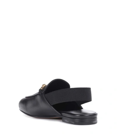 Shop Gucci Princetown Leather Sling-back Slippers In Eero