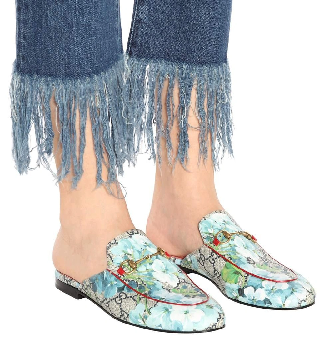 Gucci Princetown Gg Blooms Slippers In Blue In Multicoloured ModeSens