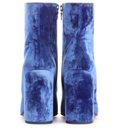 Shop Dries Van Noten Velvet Ankle Boots In Blue