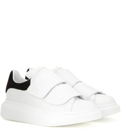 Shop Alexander Mcqueen Leather Sneakers In White