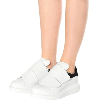 Shop Alexander Mcqueen Leather Sneakers In White