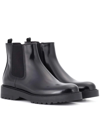 Shop Prada Leather Ankle Boots In Black