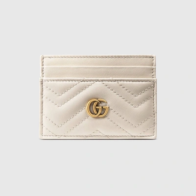 Gucci Gg Marmont Card Case - White Leather