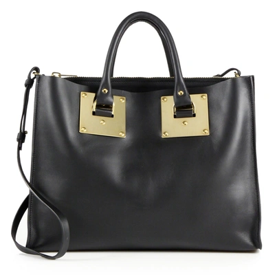 Sophie Hulme Albion Leather East-west Tote In Black