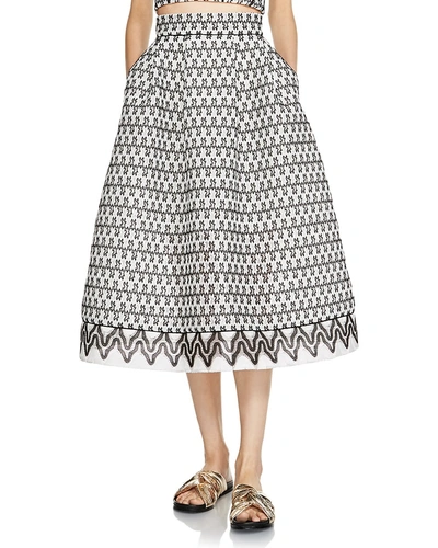 Maje Josy Lace Midi Skirt In Two Tone