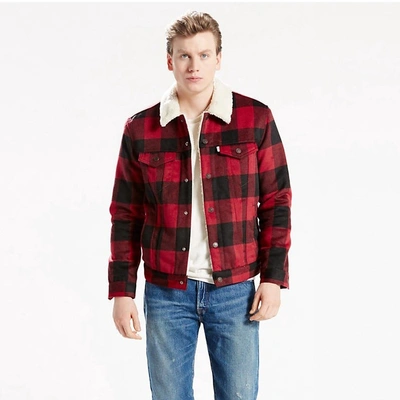 Levi s The Sherpa Trucker Jacket Red Plaid ModeSens