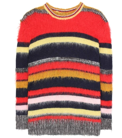 Alexa Chung Alexachung Striped Mohair Sweater In Blue,red,stripes,yellow In Multi