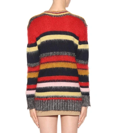 Alexa Chung Alexachung Striped Mohair Sweater In Blue,red,stripes,yellow In  Multi | ModeSens