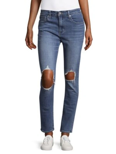 Levi's 721 High-rise Distressed Skinny Jeans In Rugged Indigo