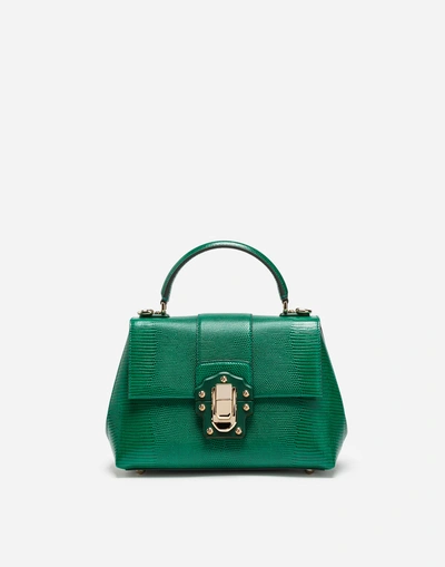Shop Dolce & Gabbana Small Leather Lucia Bag In Green