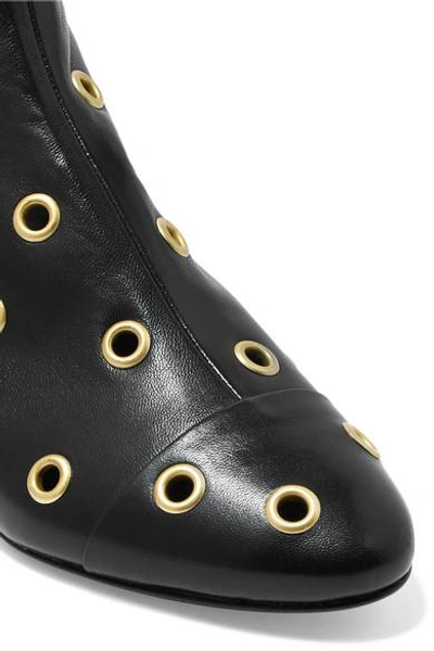 Shop Isabel Marant Danay Eyelet-embellished Leather Ankle Boots In Black