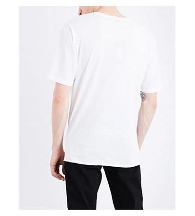 Shop Saint Laurent Script Cotton-jersey T-shirt In White