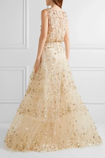 Oscar De La Renta Tiered Embellished Tulle Gown | ModeSens