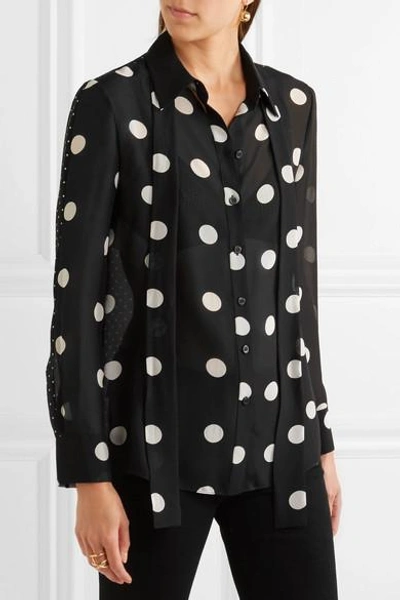 Shop Boutique Moschino Polka-dot Silk-chiffon Shirt