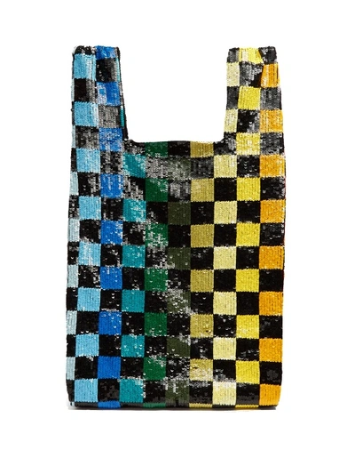Ashish Checkerboard Sequin-embellished Bag In Multi