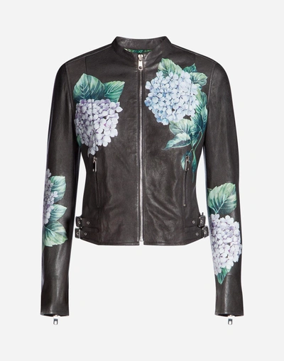 Shop Dolce & Gabbana Printed Leather Jacket In Black