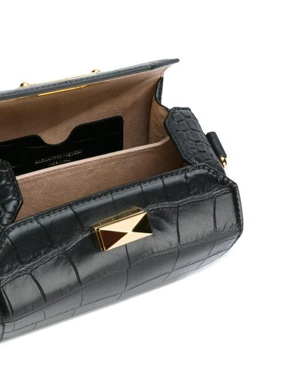 Shop Alexander Mcqueen Box Crocodile Embossed Bag In Black