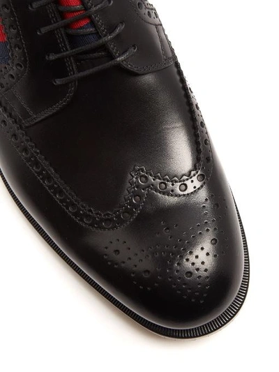 Gucci Leather Lace-up With Bee Web In Nero, ModeSens