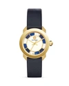 TORY BURCH Whitney Deco Leather Strap Watch, 36mm,1811205MULTI/NAVY